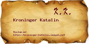 Kroninger Katalin névjegykártya